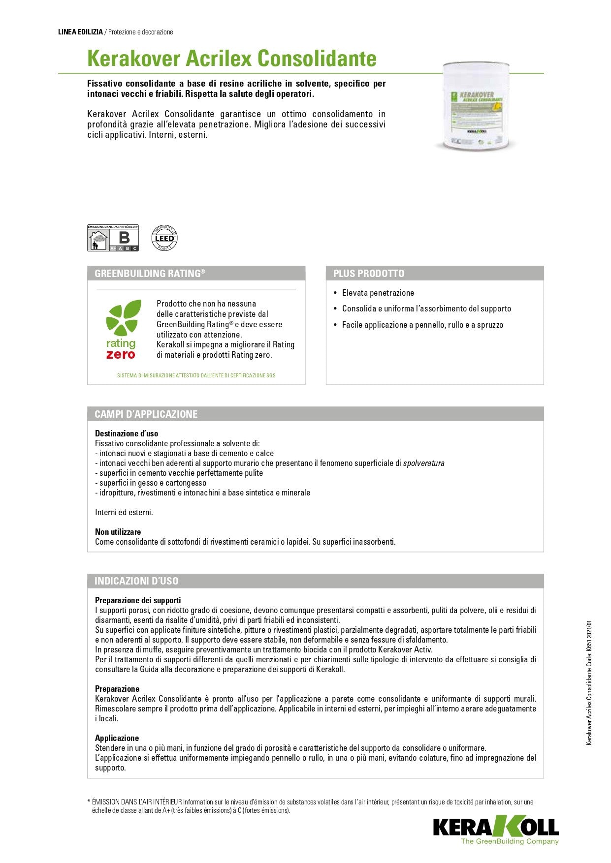 Kerakover Eco Acrilex Consolidante 5 Lt Kerakoll