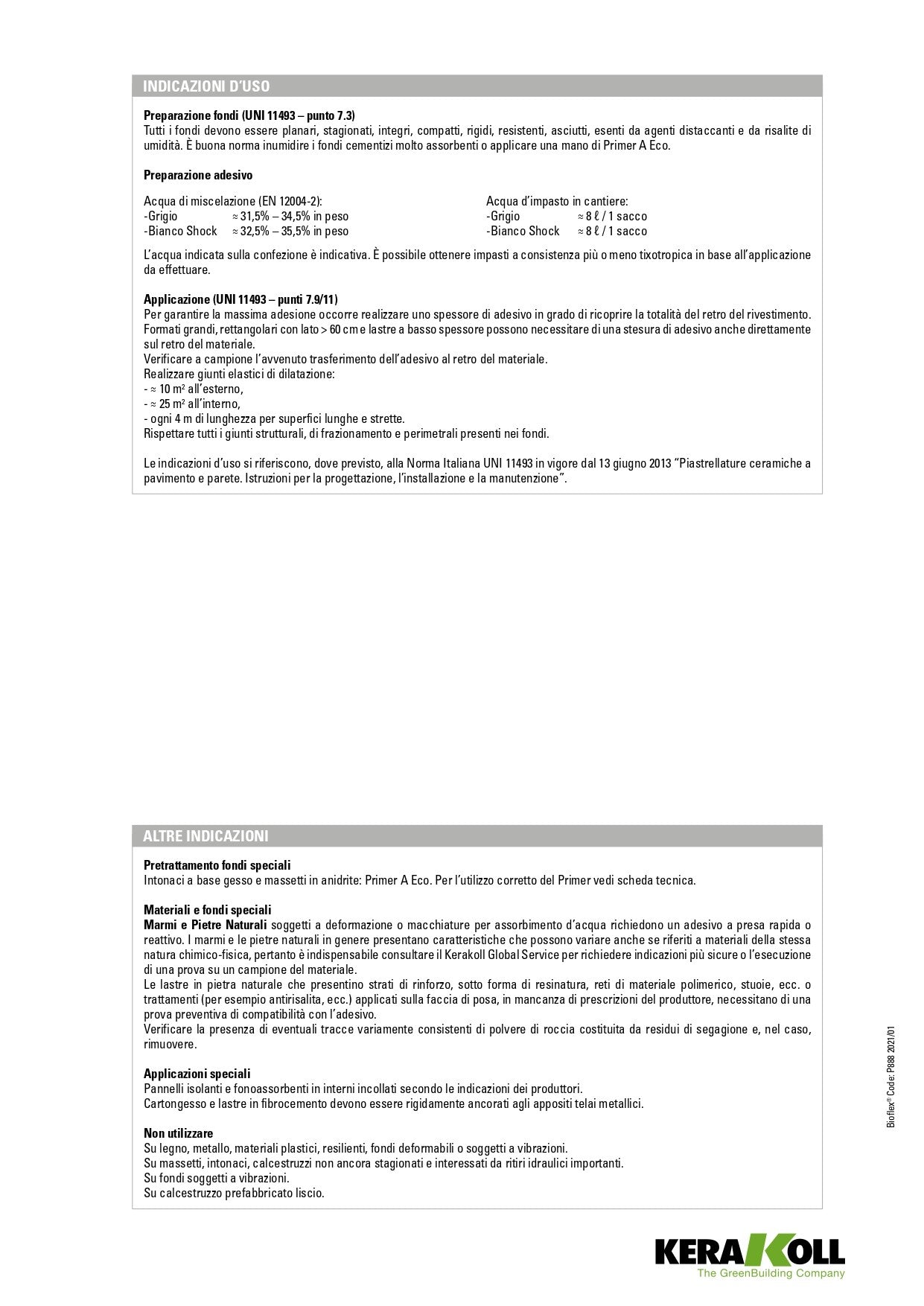 BIOFLEX Bianco - Kg 25 Kerakoll