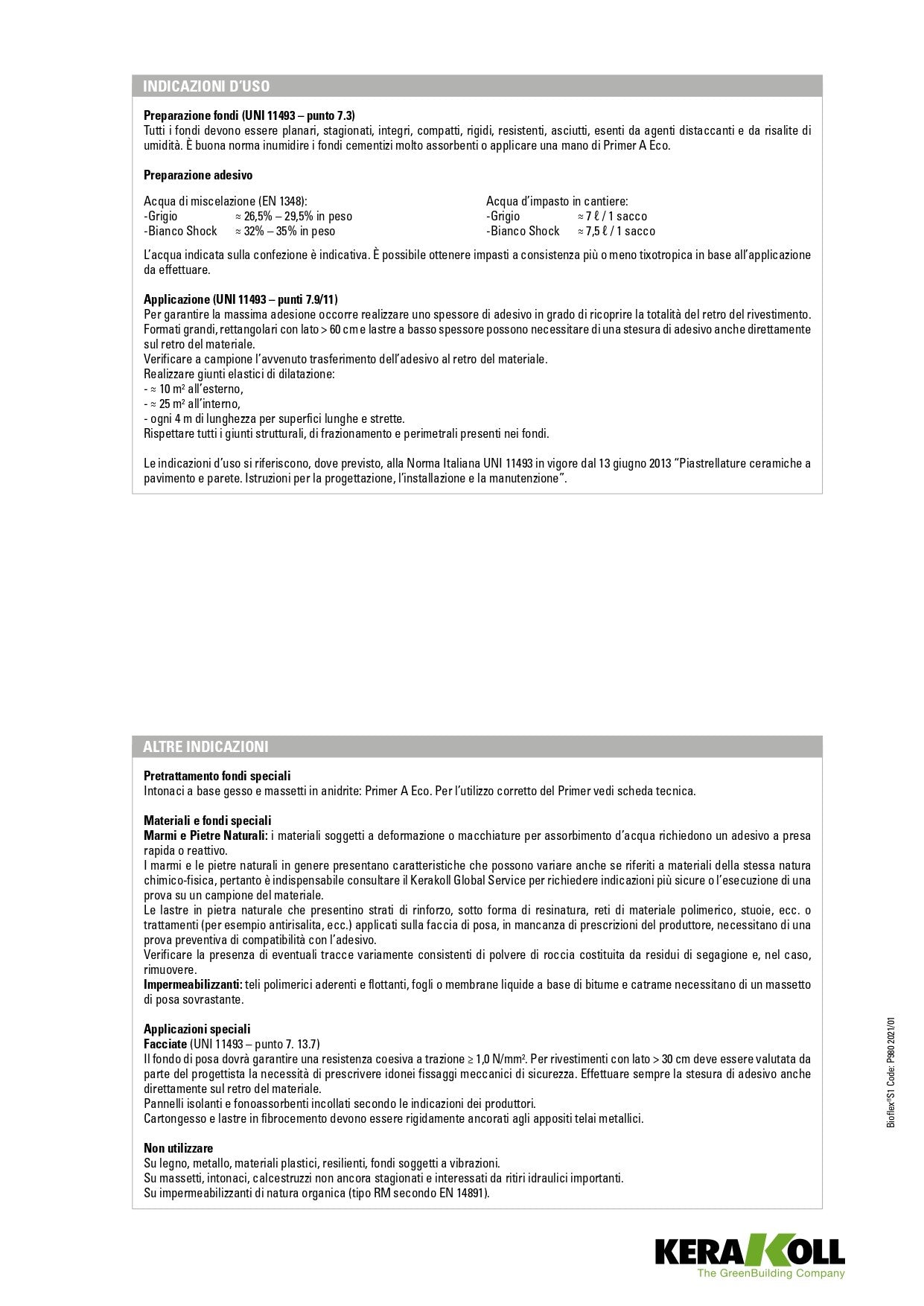 BIOFLEX S1 Bianco - Kg 25 Kerakoll