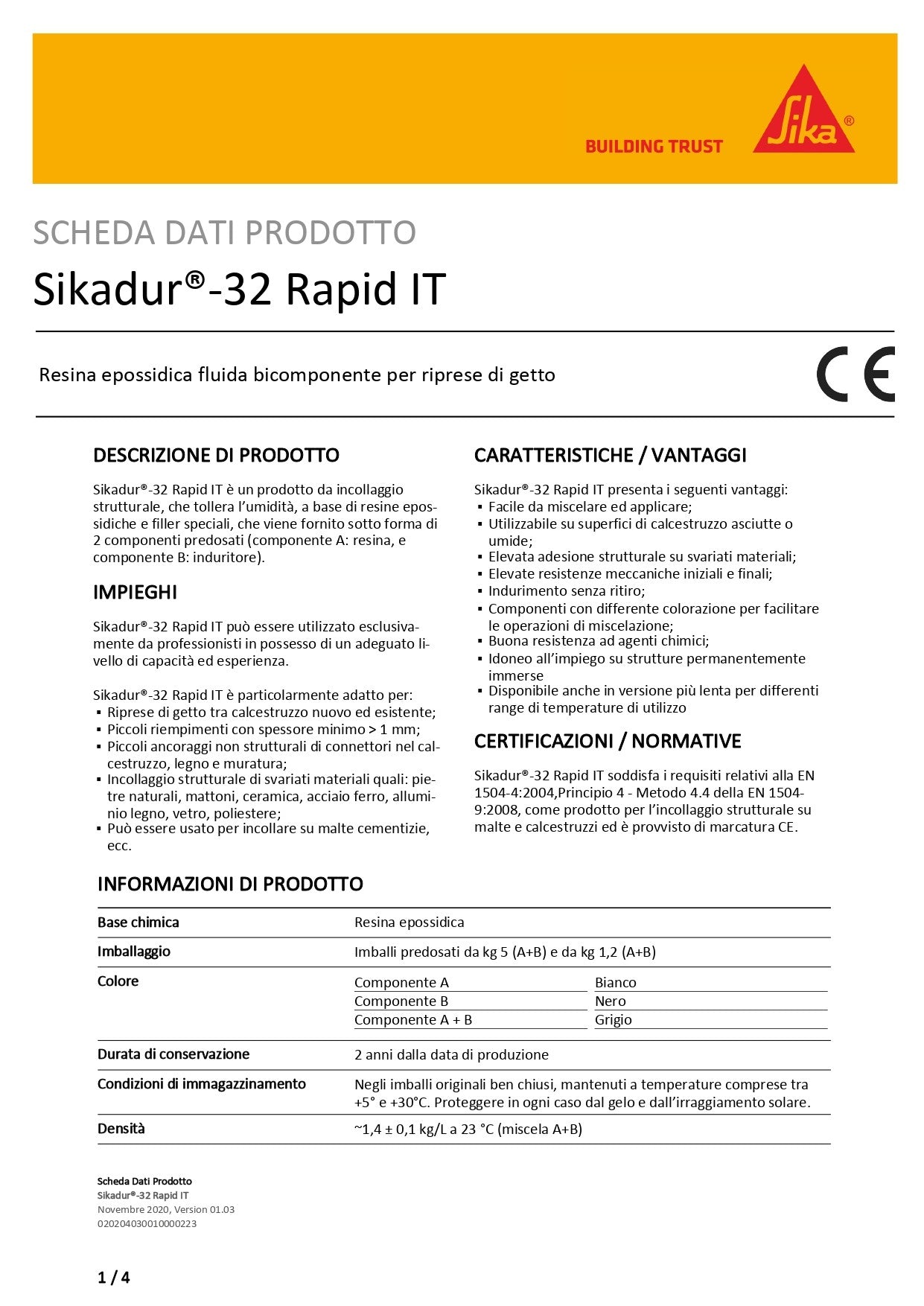 Sikadur®-32 Rapid IT Kg 1,2 Sika