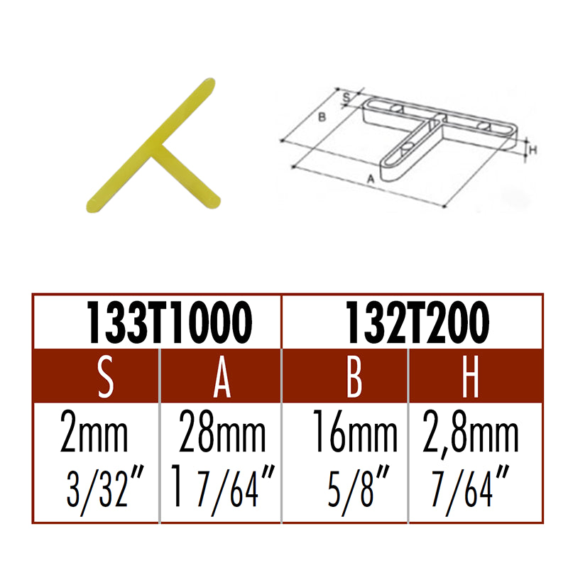 Distanziatori a "T" per Piastrelle mm.2 Conf. 200 Pz.