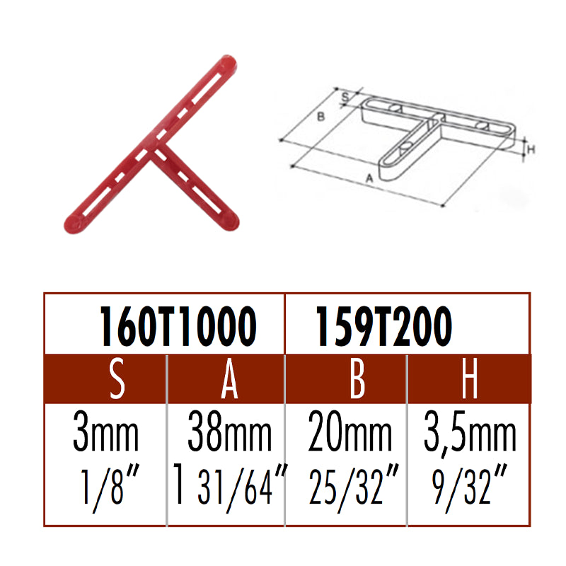 Distanziatori a "T" per Piastrelle mm.3 Conf. 200 Pz.