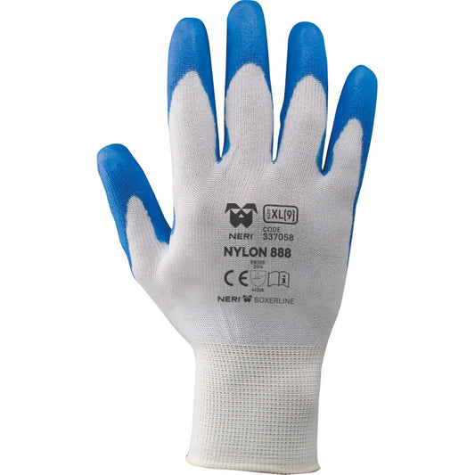 Guanti NYLON 888 BLU a filo continuo 100% nylon/poliuretano Taglia L/8 - Neri