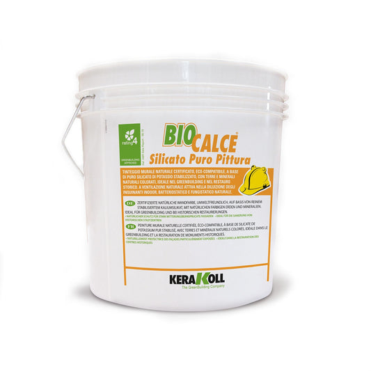 Kerakoll Biocalce Silicato Puro Pittura Bianco 4 Lt - Tinteggio murale naturale certificato ecocompatibile&nbsp;
