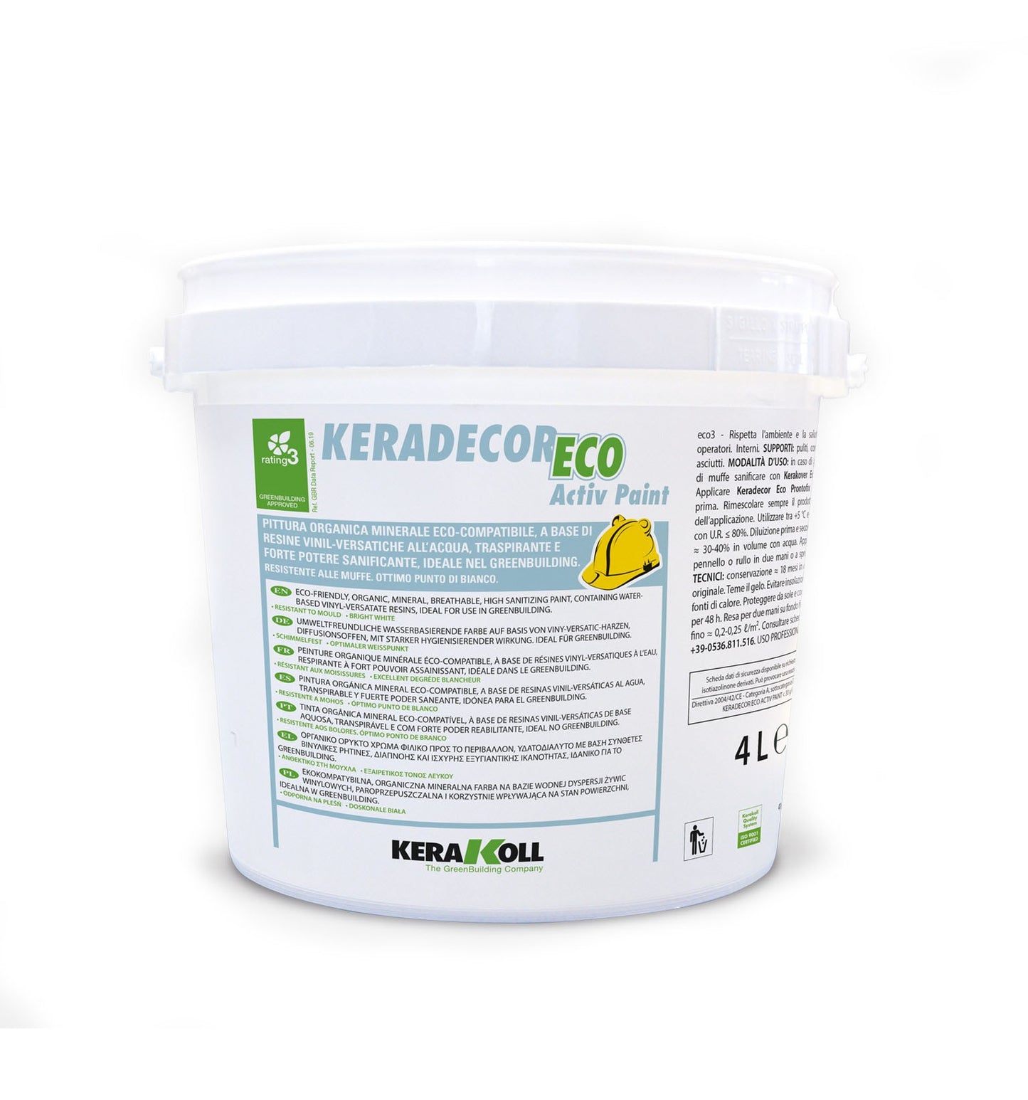 KERADECOR ECO Activ Paint Bianco Lt 4 - Kerakoll - Pittura organica minerale, a base di resine vinil-versatiche all’acqua