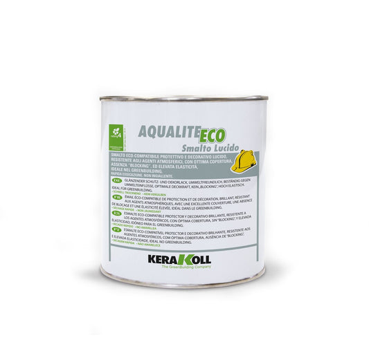 Kerakoll Aqualite Eco Smalto Lucido Bianco 0,75 Lt - Smalto ecocompatibile protettivo e decorativo lucido