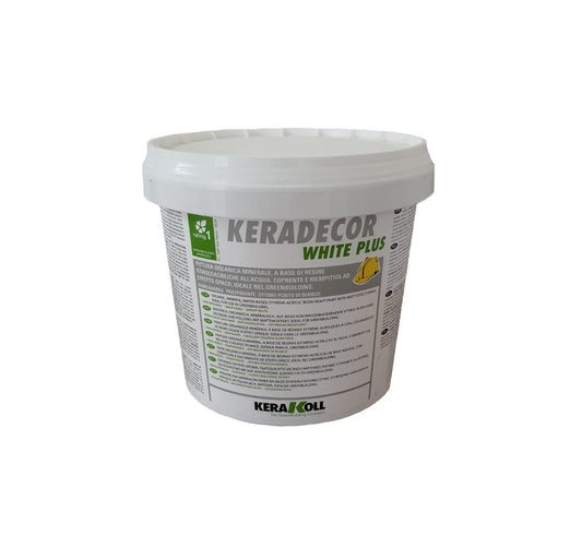 Kerakoll Keradecor Eco White Plus Bianco 4 Lt - Pittura organica minerale, a base di resine stirolo‑acriliche all’acqua
