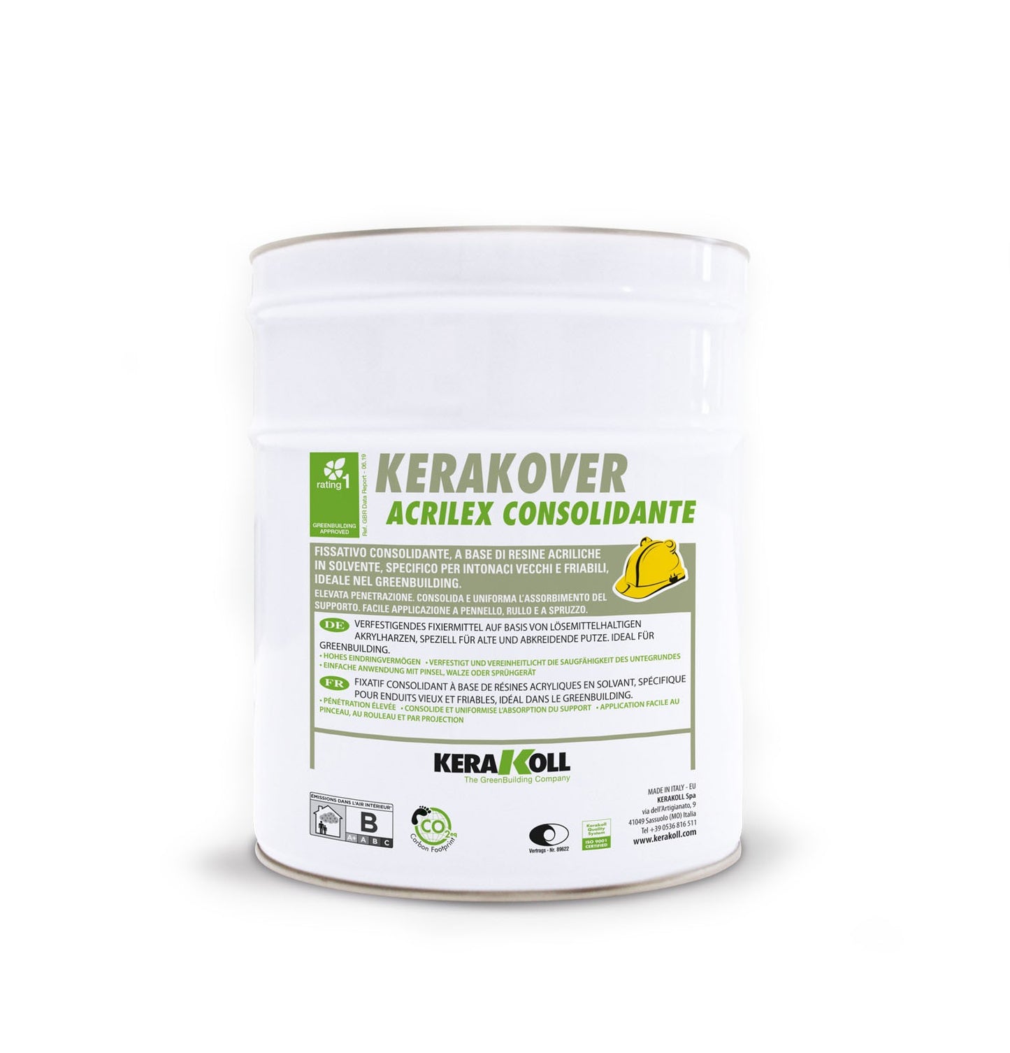 Kerakoll Kerakover Eco Acrilex Consolidante 5 Lt - Fissativo consolidante, a base di resine acriliche in solvente, specifico per intonaci vecchi e friabili