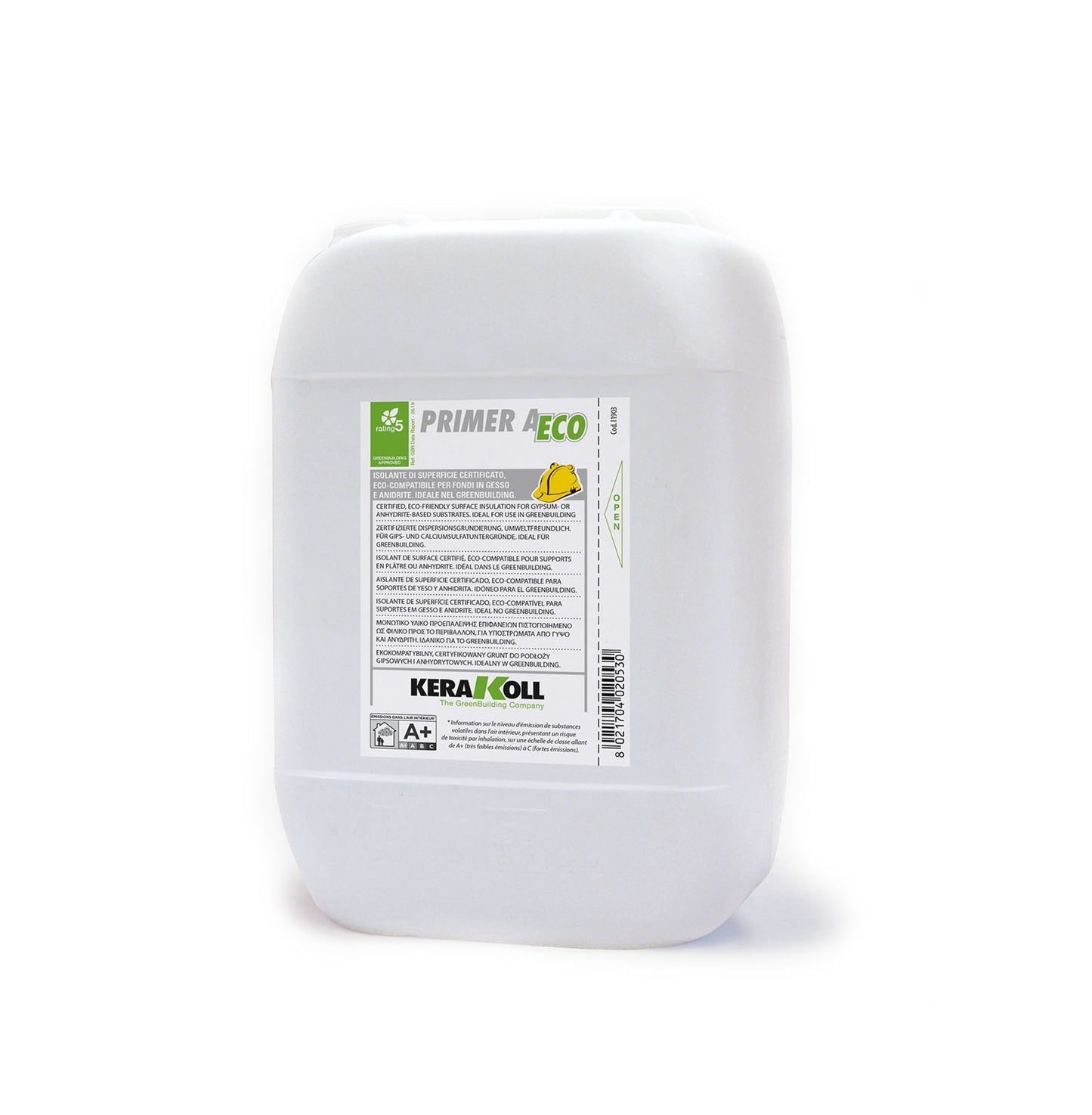 Kerakoll Primer A Eco 5 Kg - Primer certificato, eco-compatibile all’acqua per fondi assorbenti asciutti e a base minerale, cemento, gesso o anidrite