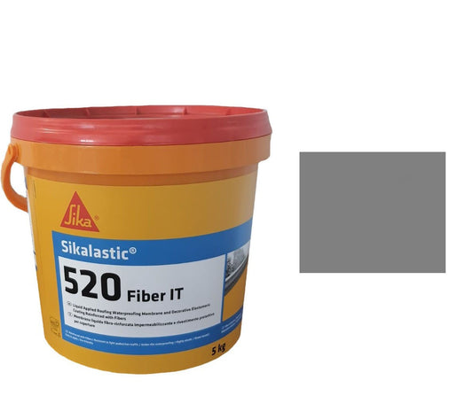 Sikalastic®-520 Fiber IT Grigio 5Kg Sika - Membrana Liquida Fibrorinforzata Impermeabilizzante e Rivestimento Decorativo Elastomerico